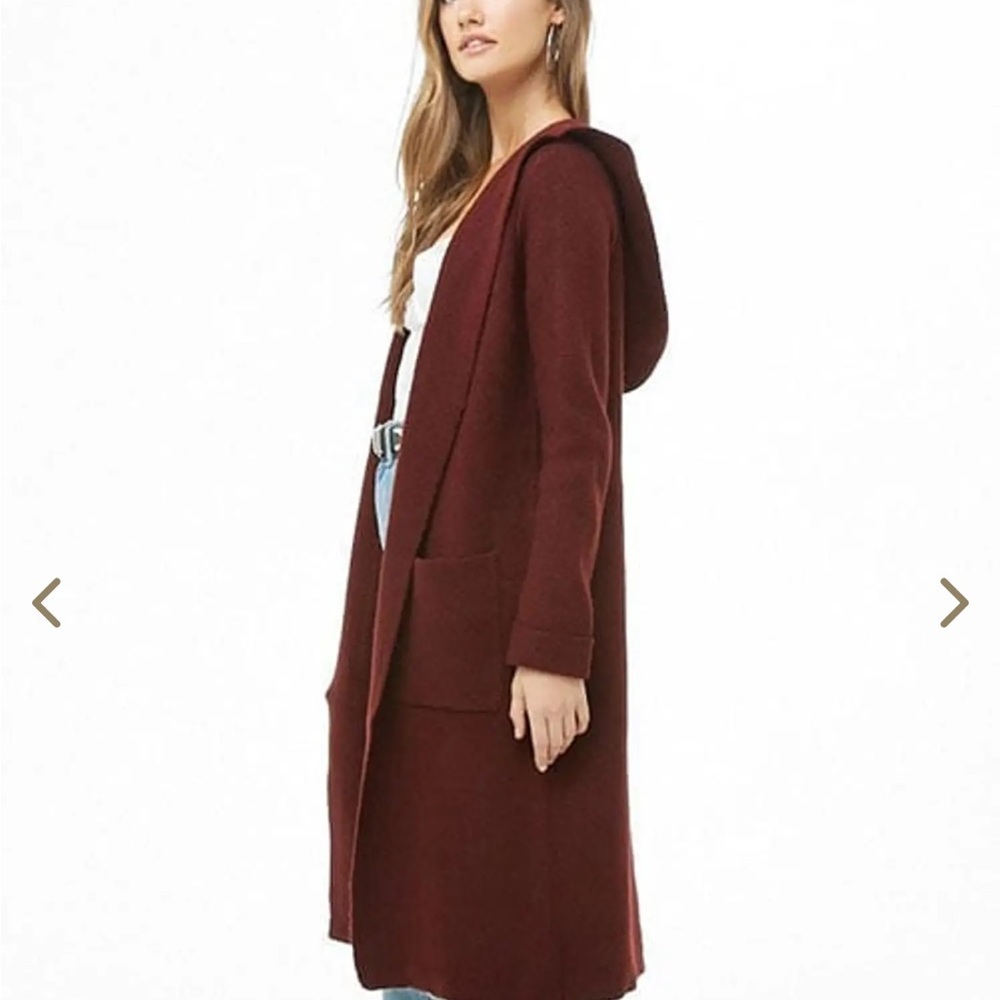Forever 21 Deep Red Hooded Cardigan - Picture 7 of 14